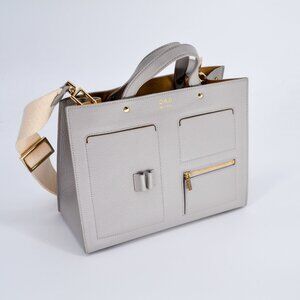 OAD Mini Pocket Tote Cool Grey Pebble Leather Crossbody Shopper Bag